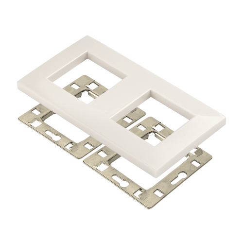 Рамка 2-постовая 45х45, с суппортами, белая